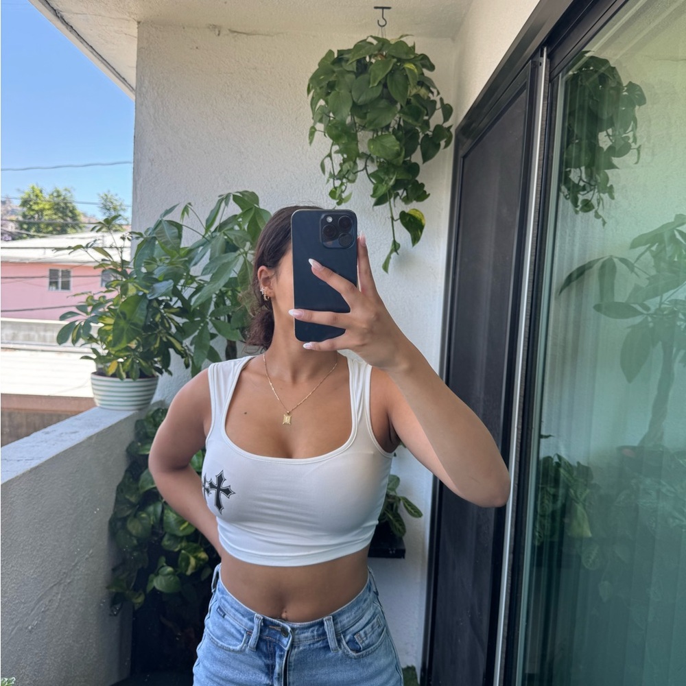 White Sleeveless Crop Top